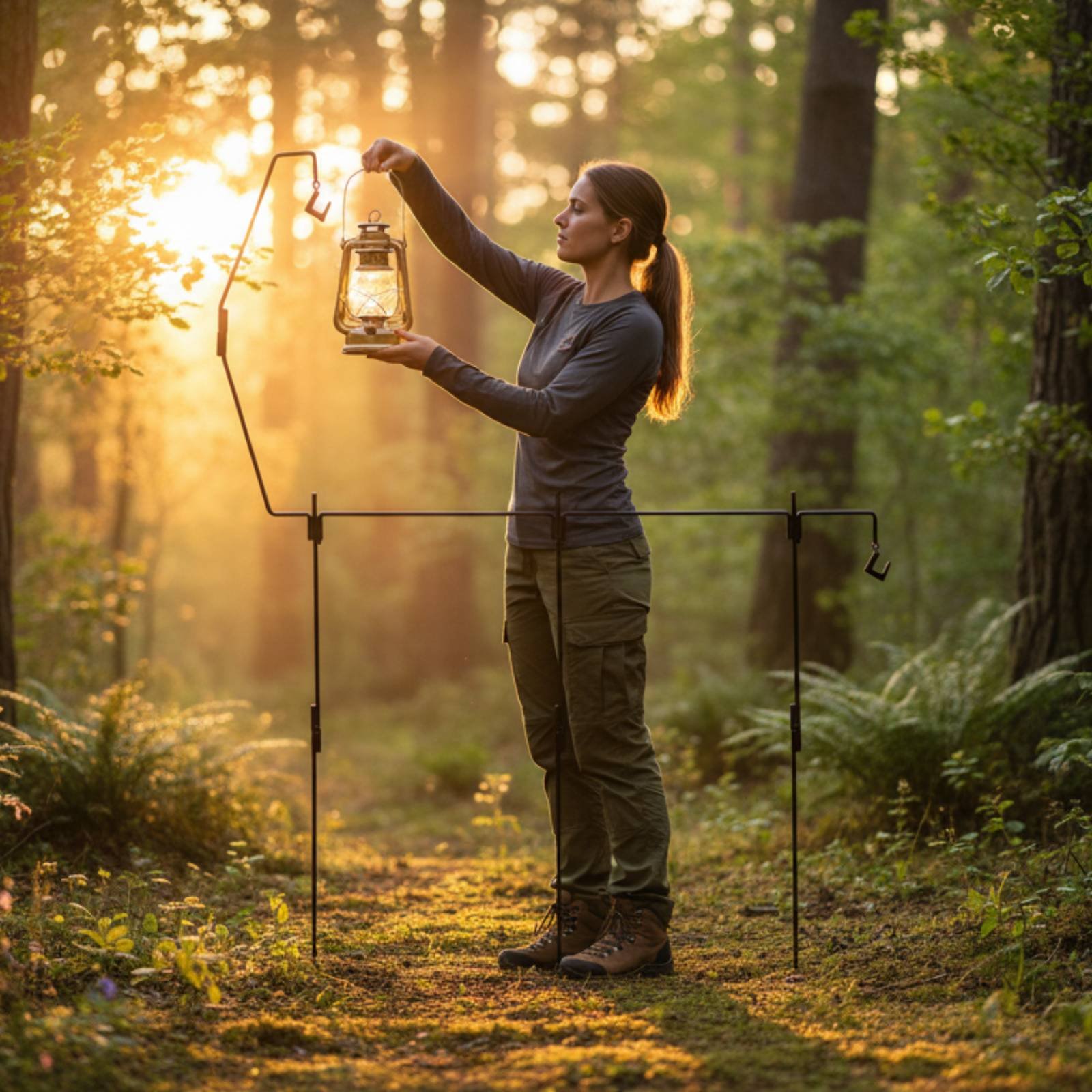 Hanging Outdoor Lighting - Campinglantaarnstandaard Afneembare campinglichtpaal Kampeerkeukenhangerstandaard Multifunctionele draagbare