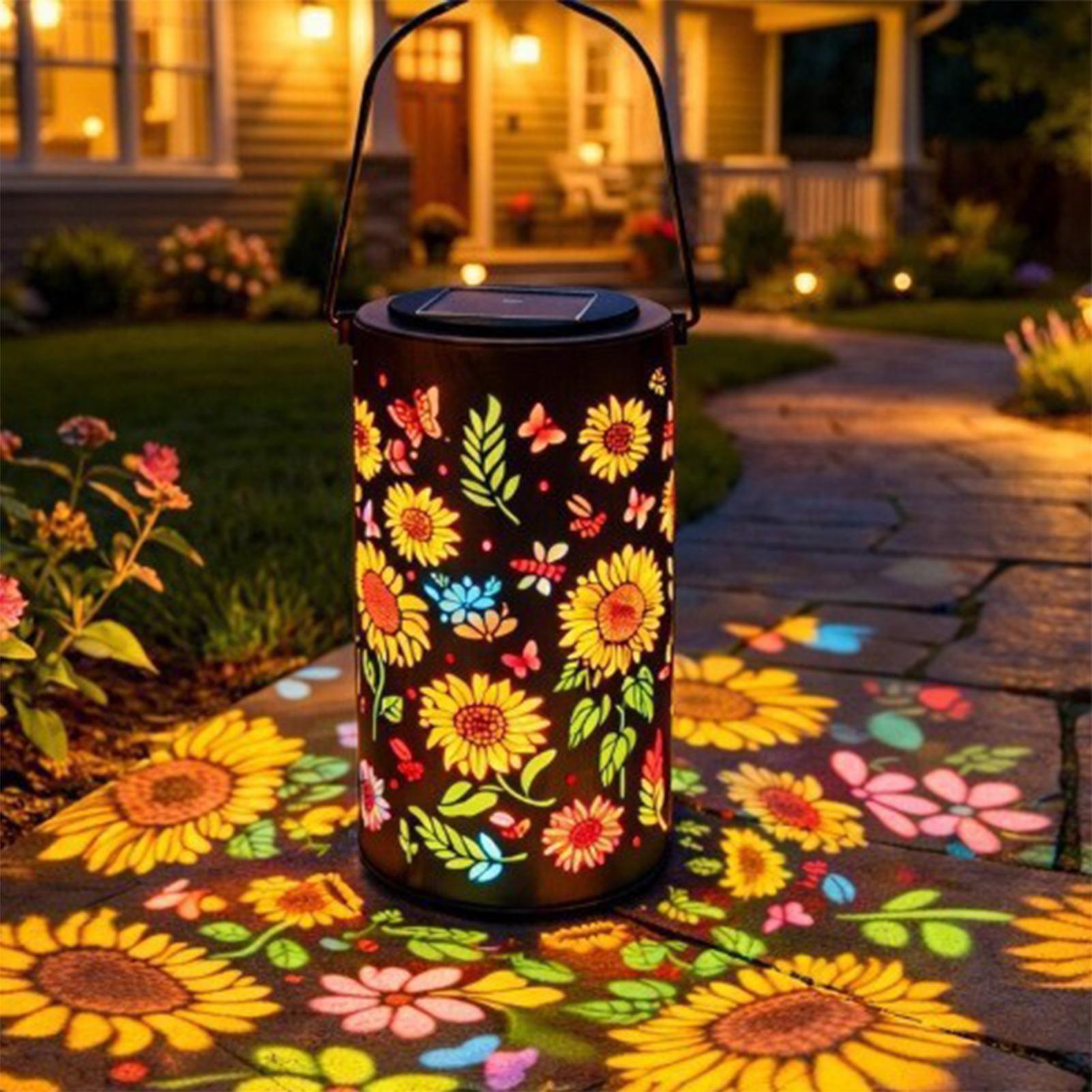 Outdoor Lighting Yard - Zonnebloem zonnelantaarn weerbestendig metaal kleurrijke zonnebloem