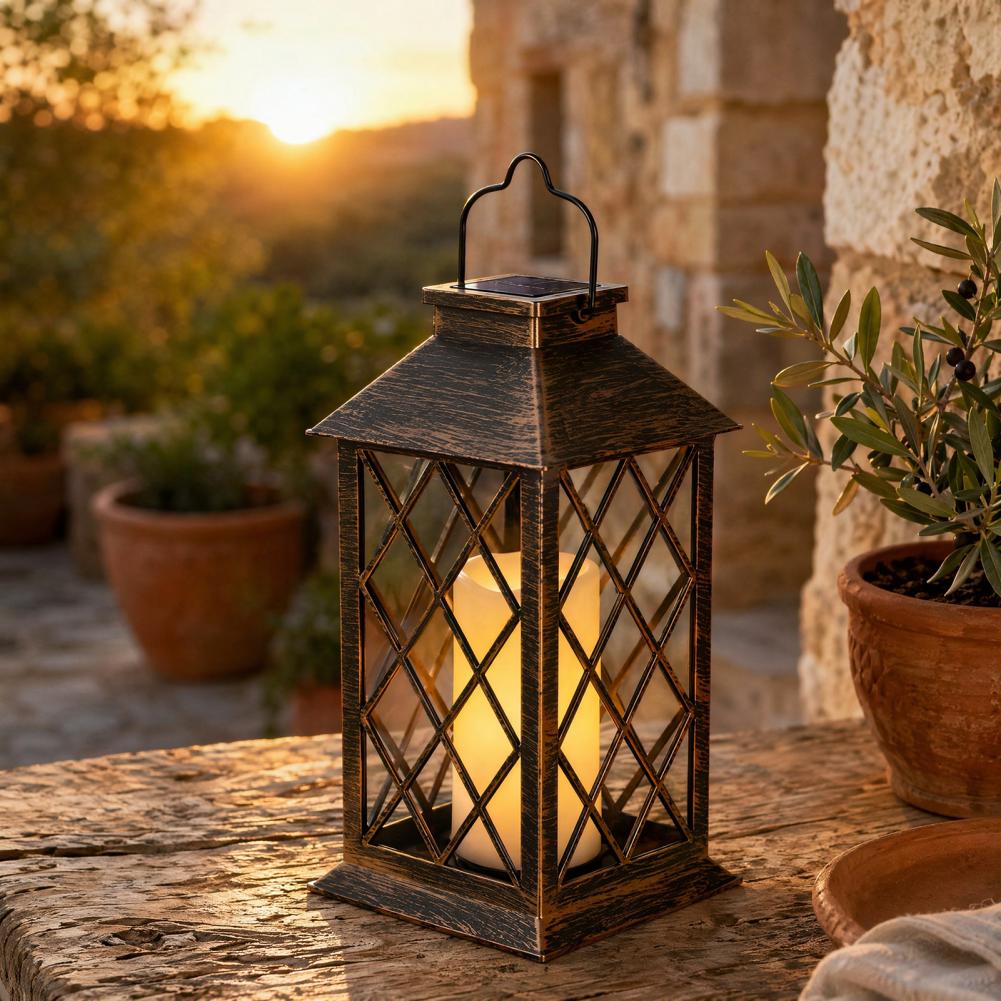 Hanging Outdoor Lighting - Retro zonnelantaarn, zonne-energie kaarsenlantaarn voor buiten,