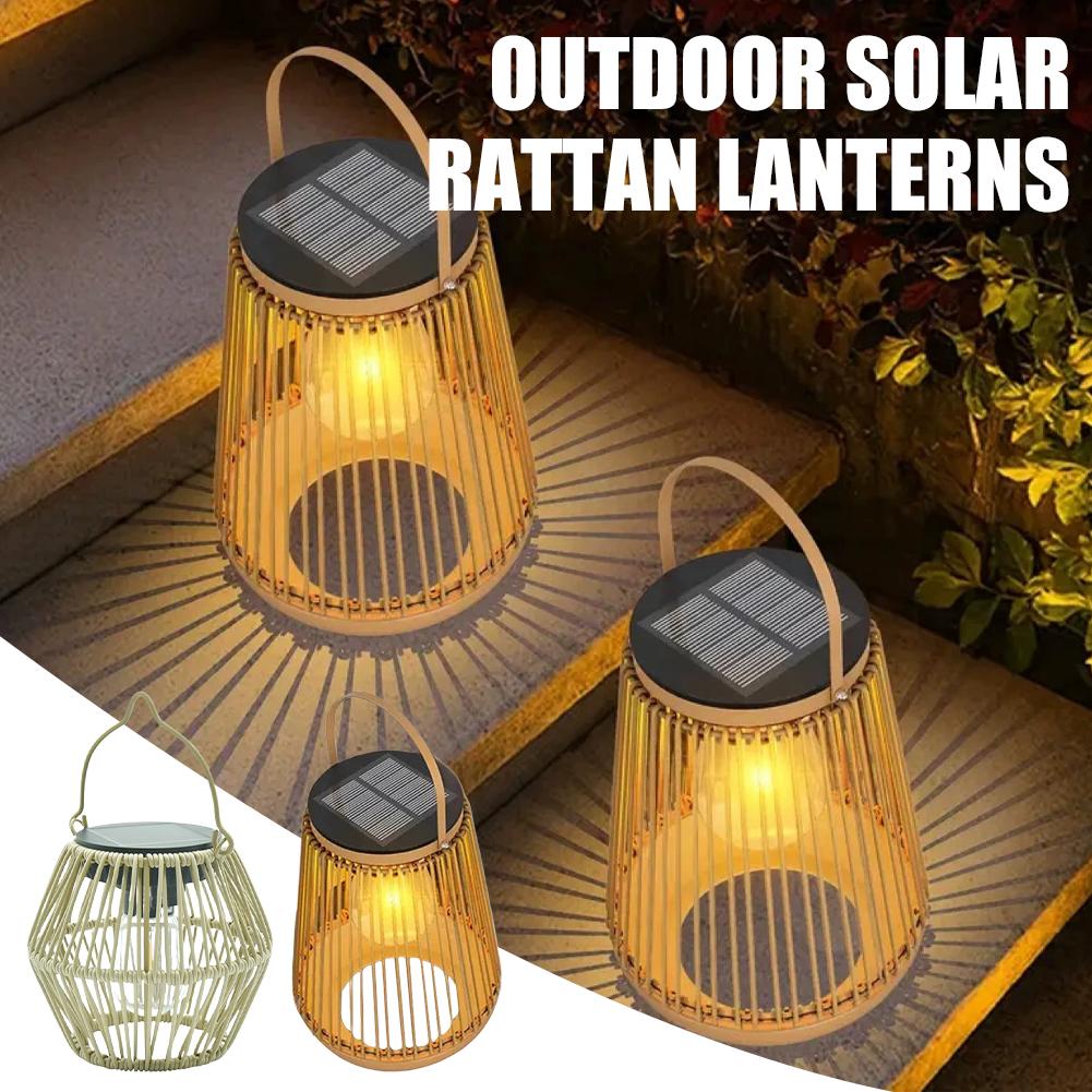 Hanging Outdoor Lighting - IP65 waterdichte zonne-energie rotan lantaarn hangende