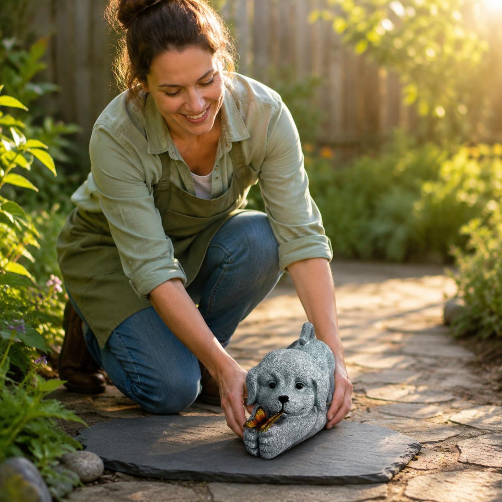Outdoor Lighting Yard - Solar Dog Statue Resin Craft Solar