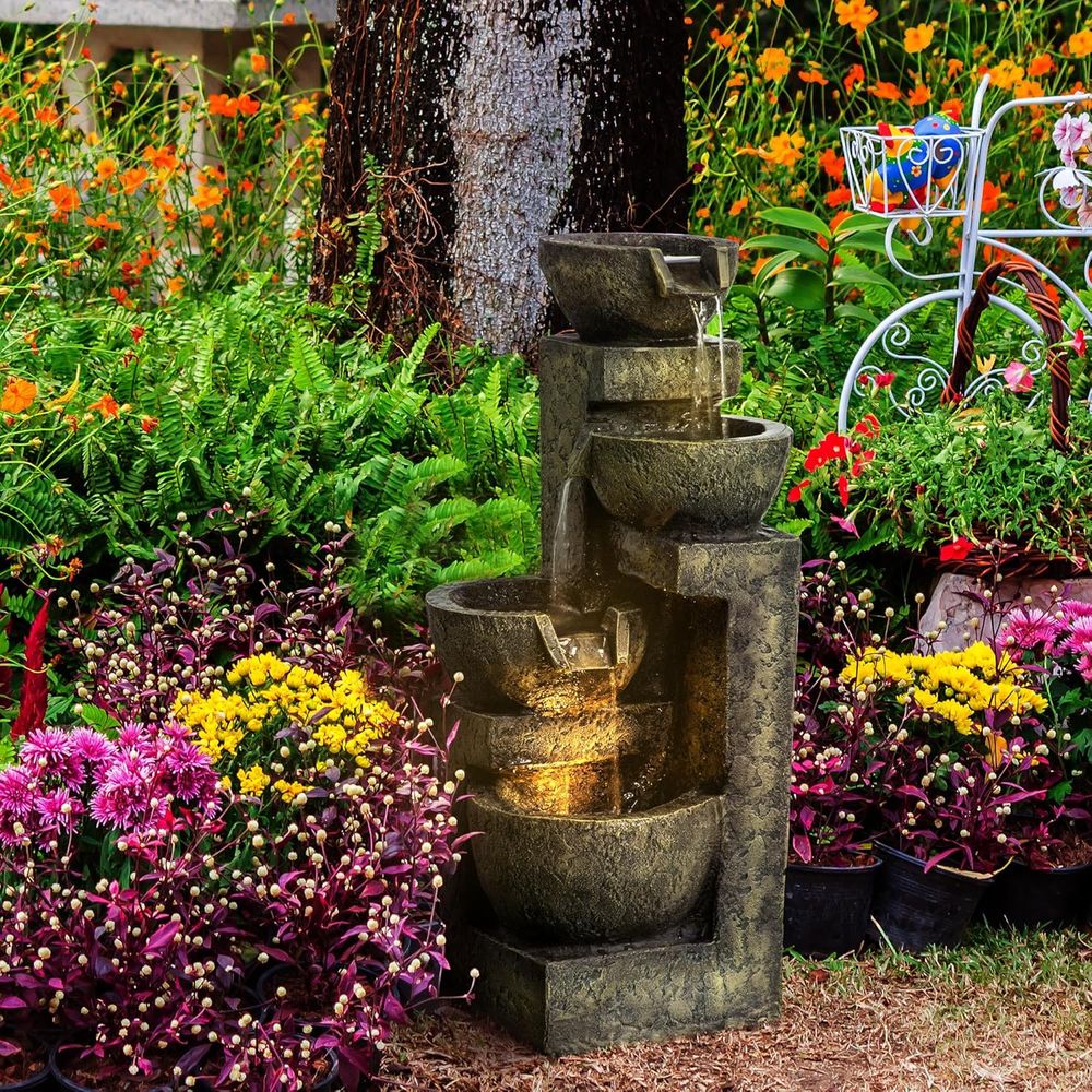 4-laags stenen waterval met wa - Outdoor Zen Lighting recensie en prijs